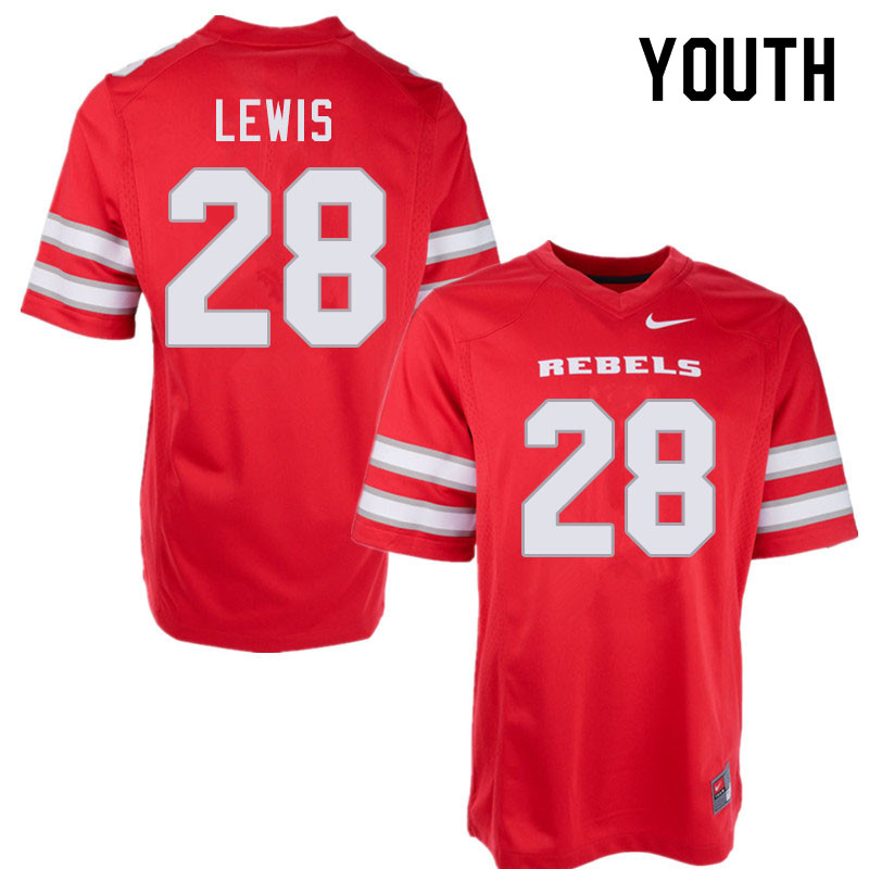 Youth #28 Aaron Lewis UNLV Rebels College Football Jerseys Sale-Red - Click Image to Close